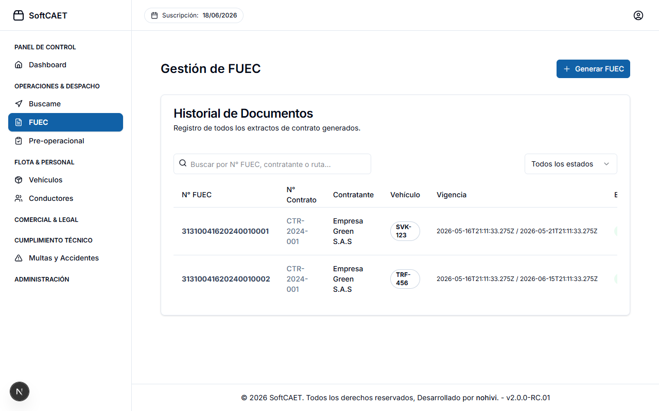 Verificación de FUEC Conductor