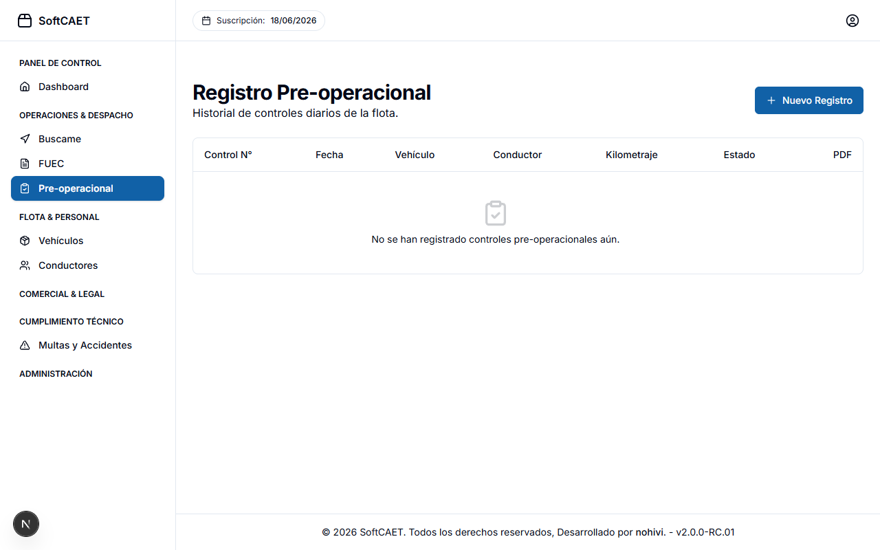 Formulario Pre-operacional Conductor