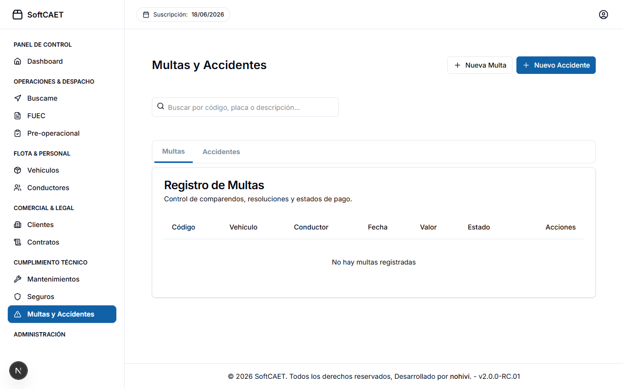 Registro de Multas y Siniestros