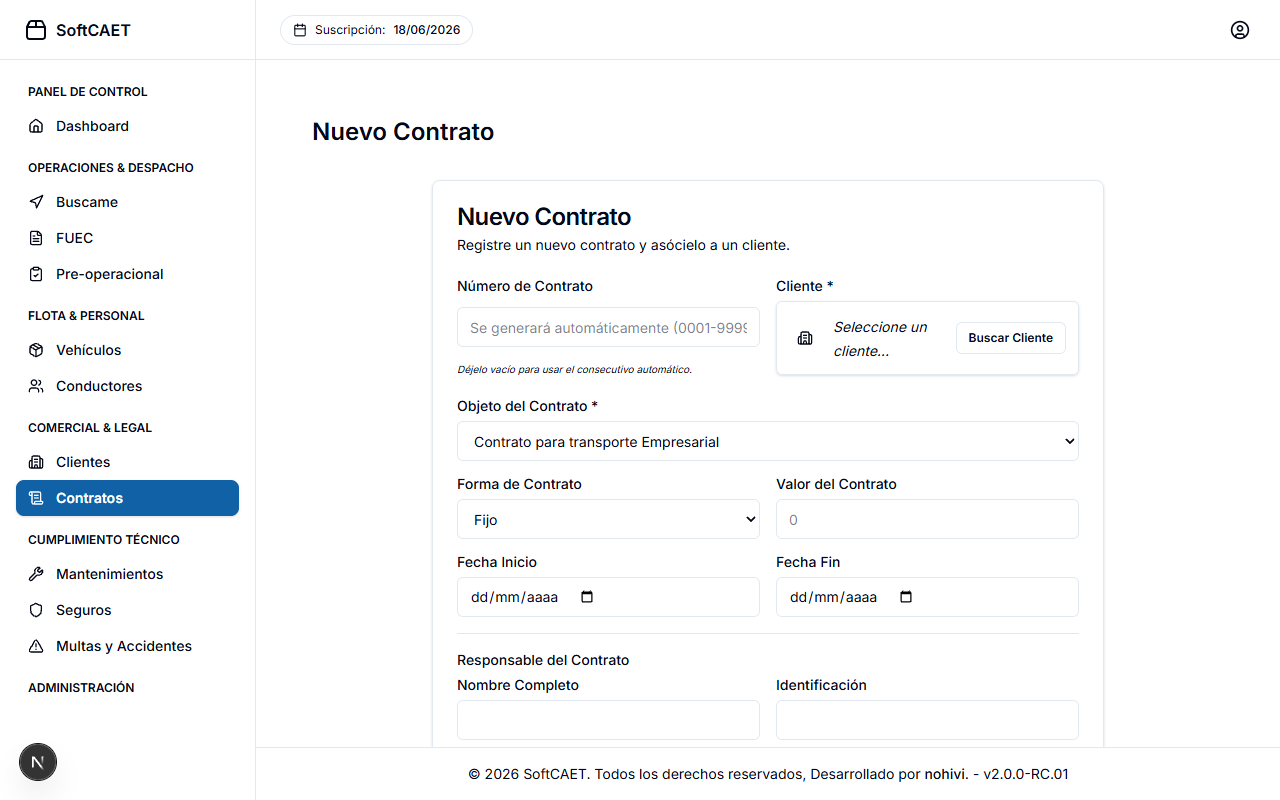 Registrar Nuevo Contrato